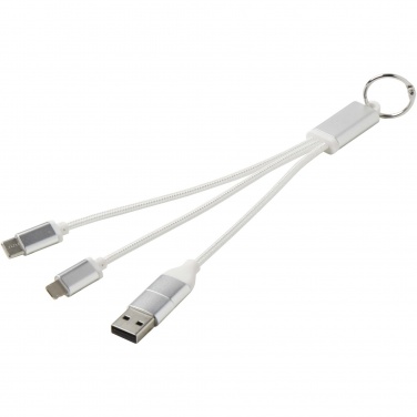 Logo trade corporate gift photo of: Metal 4-in-1 recycled aluminium charging cable with keychain