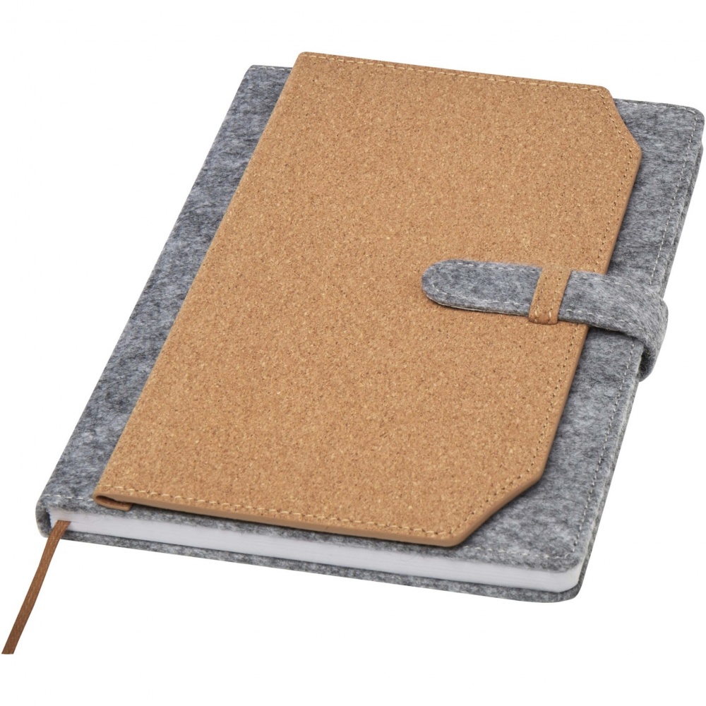 Logotrade promotional item picture of: Viviana A5 recycled felt and cork notebook