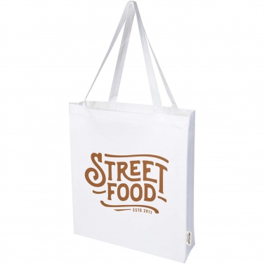 Logo trade promotional giveaway photo of: Madras 140 g/m² GRS recycled cotton gusset tote bag