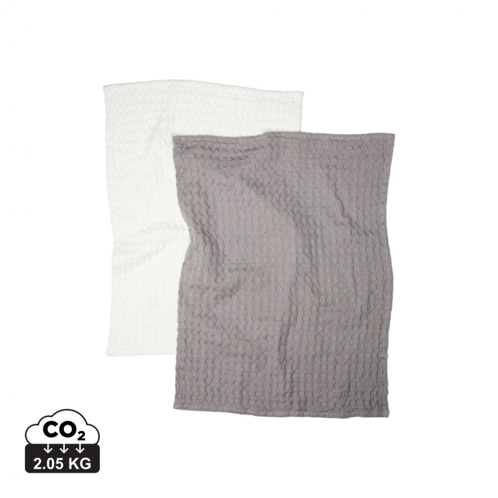 Logotrade promotional merchandise picture of: VINGA Cromer waffle kitchen towel, 2 pcs