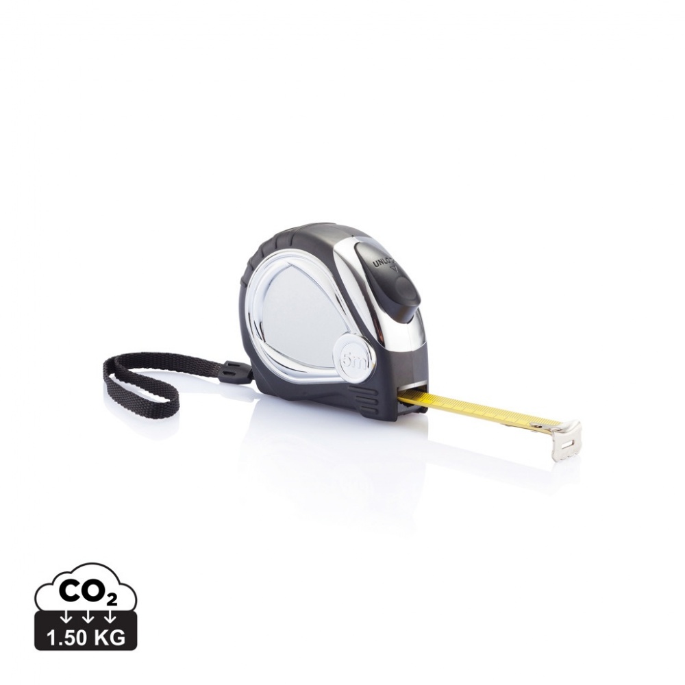 Logo trade promotional gifts image of: Chrome plated auto stop tape measure