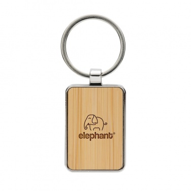 Logotrade promotional giveaway picture of: RCS recycled zinc alloy rectangle keychain with bamboo