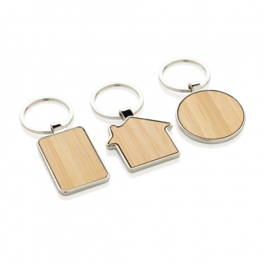 Logo trade advertising product photo of: RCS recycled zinc alloy rectangle keychain with bamboo