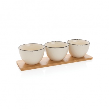 Logo trade promotional product photo of: Ukiyo 3pc serving bowl set with bamboo tray