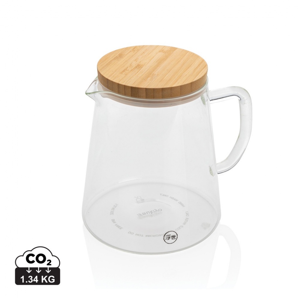 Logo trade promotional merchandise photo of: Ukiyo borosilicate glass carafe with bamboo lid 1.2L