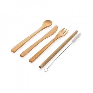 Logo trade promotional merchandise picture of: Reusable bamboo travel cutlery set