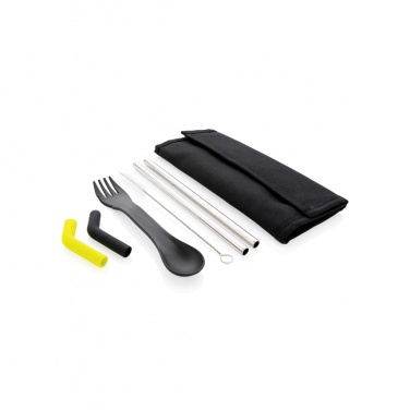 Logo trade corporate gifts picture of: Tierra 2pcs straw and cutlery set in pouch