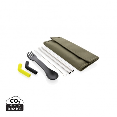 Logo trade promotional giveaways image of: Tierra 2pcs straw and cutlery set in pouch