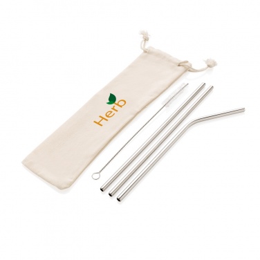 Logo trade promotional products image of: Reusable stainless steel 3 pcs straw set