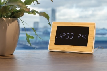 Logotrade business gifts photo of: Utah RCS recycled plastic and bamboo LED clock