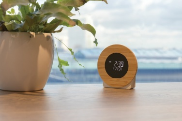 Logotrade corporate gift picture of: Utah RCS rplastic and bamboo LCD desk clock