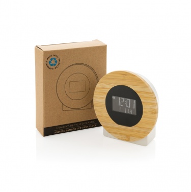 Logo trade promotional gifts picture of: Utah RCS rplastic and bamboo LCD desk clock