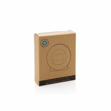 Logo trade corporate gifts picture of: Utah RCS rplastic and bamboo LCD desk clock