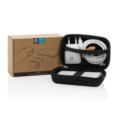 Logotrade promotional product picture of: Surge RCS recyled PET 20W type C 3 pcs charging set