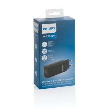 Logotrade promotional merchandise picture of: Philips 65W ultra fast PD 3-port USB wall charger