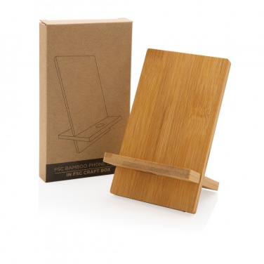 Logo trade corporate gifts image of: Bamboo phone stand in kraft box