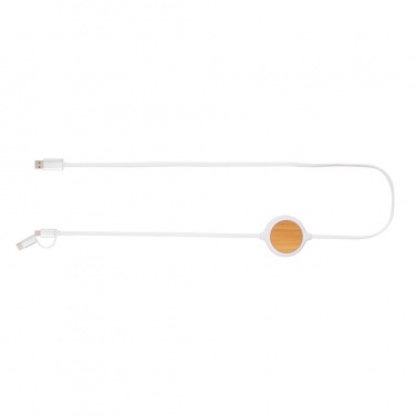 Logo trade promotional merchandise image of: 3-in-1 cable with 5W bamboo wireless charger