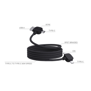 Logo trade promotional gifts image of: Urban Vitamin Stockton 65W RCS RTPE/RPET magnetic cable