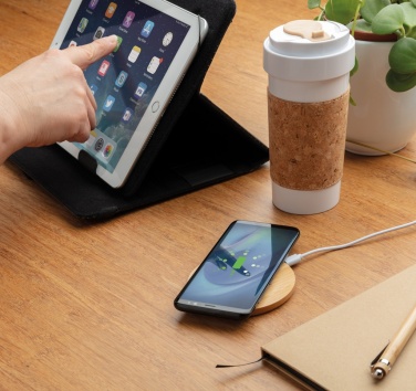 Logotrade promotional product picture of: Bamboo 5W round wireless charger