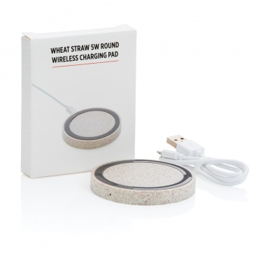 Logotrade promotional merchandise picture of: Wheat Straw 5W round wireless charging pad