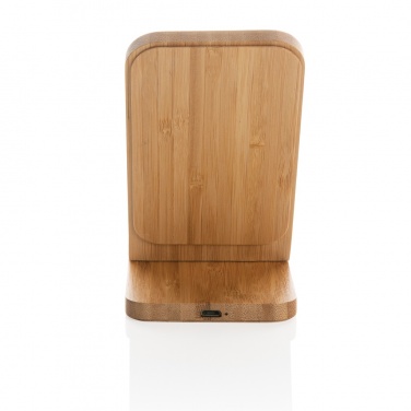 Logo trade promotional products image of: Bamboo 5W wireless charging stand