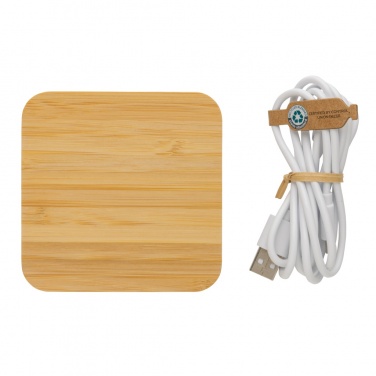 Logotrade corporate gift image of: Bamboo 10W wireless charger with USB