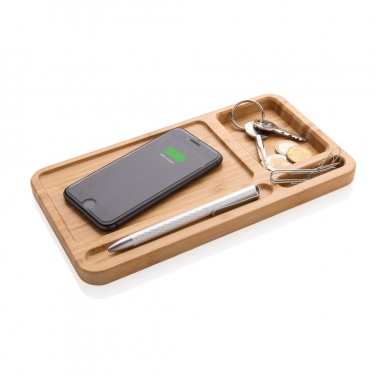 Logotrade promotional merchandise picture of: Bamboo desk organiser 10W wireless charger