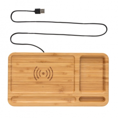Logotrade business gift image of: Bamboo desk organiser 10W wireless charger