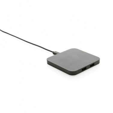 Logo trade advertising products image of: RCS recycled plastic 10W Wireless charger with USB Ports