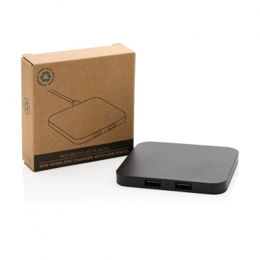Logotrade promotional product picture of: RCS recycled plastic 10W Wireless charger with USB Ports
