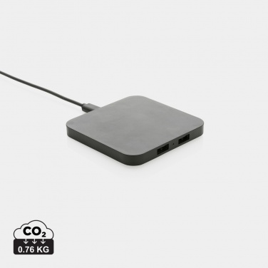 Logo trade promotional giveaways picture of: RCS recycled plastic 10W Wireless charger with USB Ports