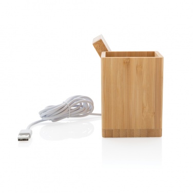 Logo trade promotional giveaway photo of: Calgary bamboo 10W wireless charger