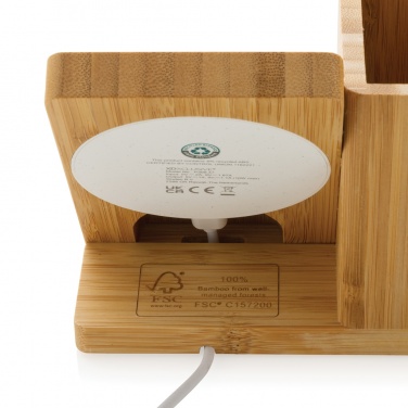 Logo trade promotional items picture of: Calgary bamboo 10W wireless charger
