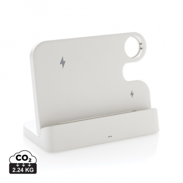 Logotrade promotional merchandise photo of: Joltz RCS recycled plastic dual 15W charger with iWatch slot
