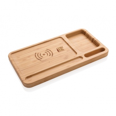 Logo trade promotional giveaways picture of: Bamboo desk organiser 5W wireless charger