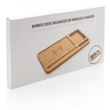 Logo trade business gift photo of: Bamboo desk organiser 5W wireless charger