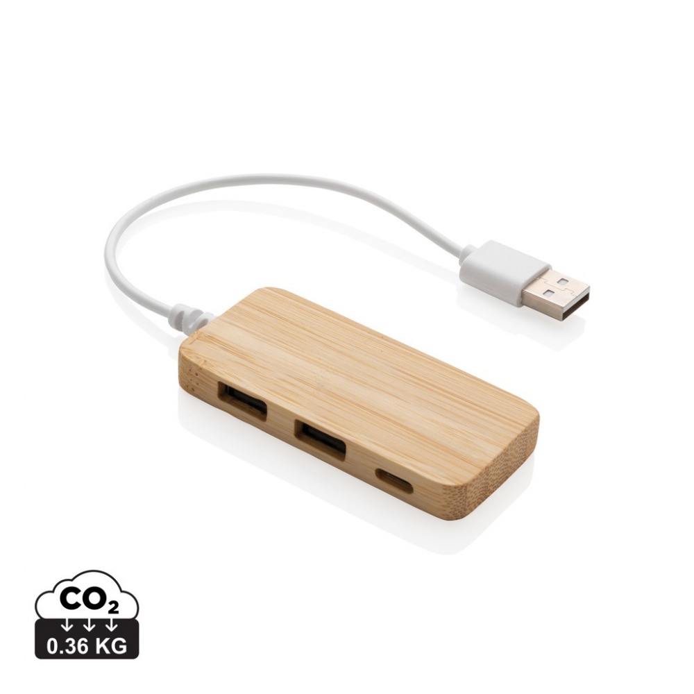 Logotrade promotional items photo of: Bamboo hub with Type-C