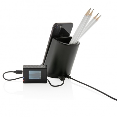 Logo trade promotional item photo of: Light up logo 5W wireless charging pen holder