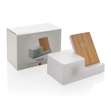 Logo trade promotional items image of: Ontario 5W wireless charger with speaker
