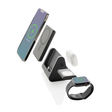 Logo trade advertising product photo of: Powerbase RCS recycled plastic 3 in 1 charger with powerbank