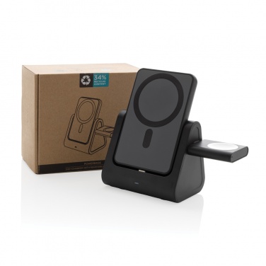 Logotrade advertising products photo of: Powerbase RCS recycled plastic 3 in 1 charger with powerbank