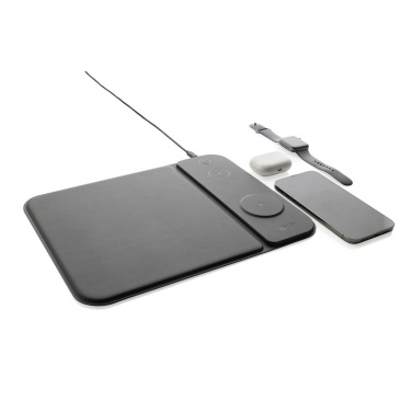 Logo trade promotional products picture of: Swiss peak RCS recycled PU 15W 3 in 1 charging mousepad