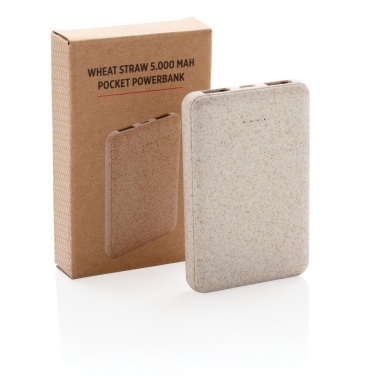 Logotrade business gifts photo of: Wheat Straw 5.000 mAh Pocket Powerbank