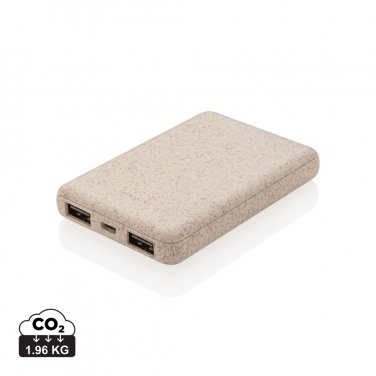 Logo trade promotional giveaways image of: Wheat Straw 5.000 mAh Pocket Powerbank