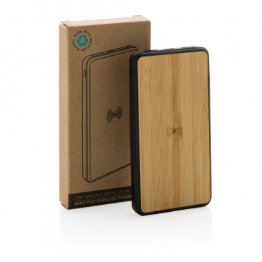 Logo trade promotional gifts image of: RCS recycled plastic 8000 mAh Wireless Powerbank