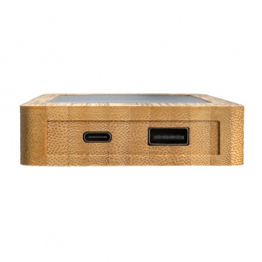 Logo trade promotional products image of: Sunwick 10.000 mAh Bamboo solar powerbank