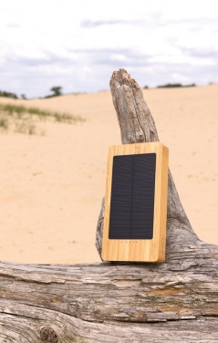 Logo trade promotional merchandise photo of: Sunwick 10.000 mAh Bamboo solar powerbank