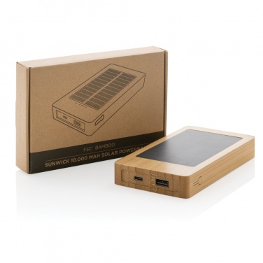 Logo trade promotional merchandise picture of: Sunwick 10.000 mAh Bamboo solar powerbank