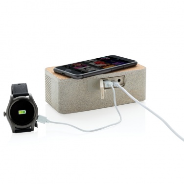 Logo trade promotional giveaway photo of: Wheatstraw wireless charging speaker