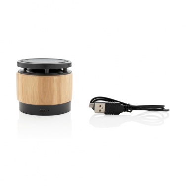 Logo trade advertising product photo of: Bamboo wireless charger speaker